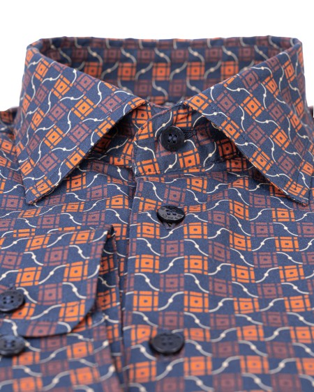 Shop ETRO  Shirt: Etro cotton shirt with print.
Regular fit.
Semi open collar.
Composition: 96% Cotton 4% Elastane.
Made in Italy.. 12908 5741-0200BLU